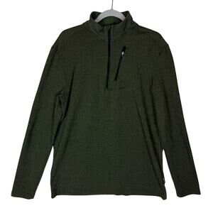 Swiss Tech Jacket Mens Medium‎ Green Stretch Quarter Zip Mock Neck Performance